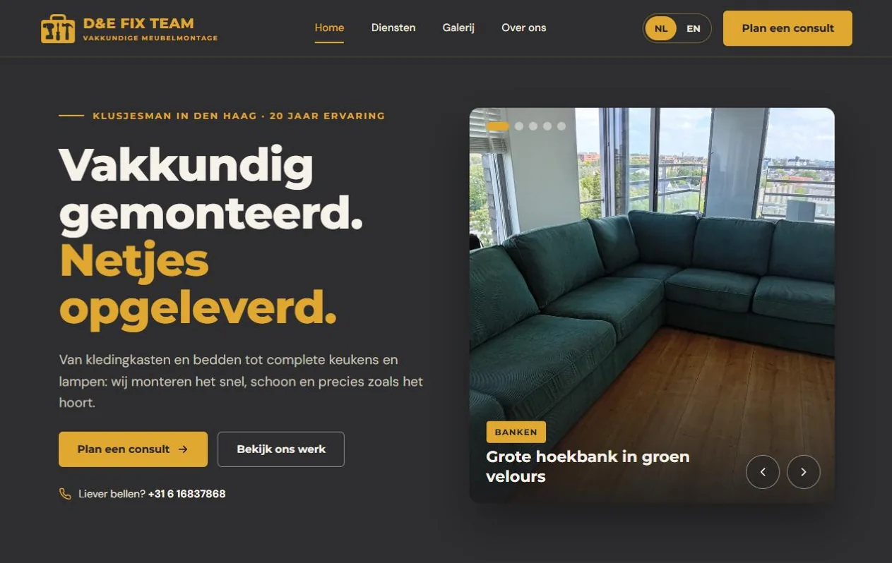 Home page of the D&E Fix Team website